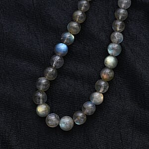 Malagasy Labradorite Beaded Necklace 18 Inches in Rhodium Over Sterling Silver 210.00 ctw