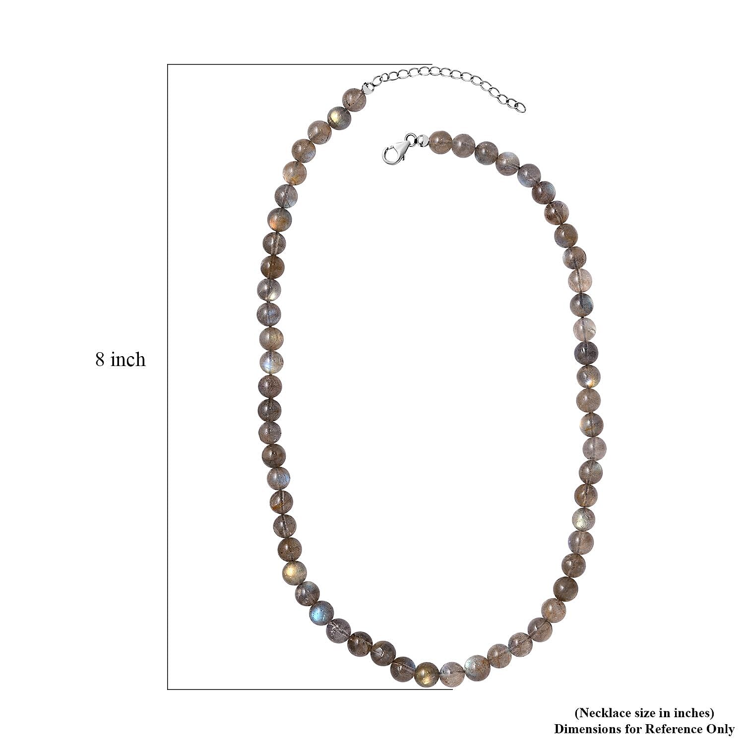 Malagasy Labradorite Beaded Necklace 18 Inches in Rhodium Over Sterling Silver 210.00 ctw