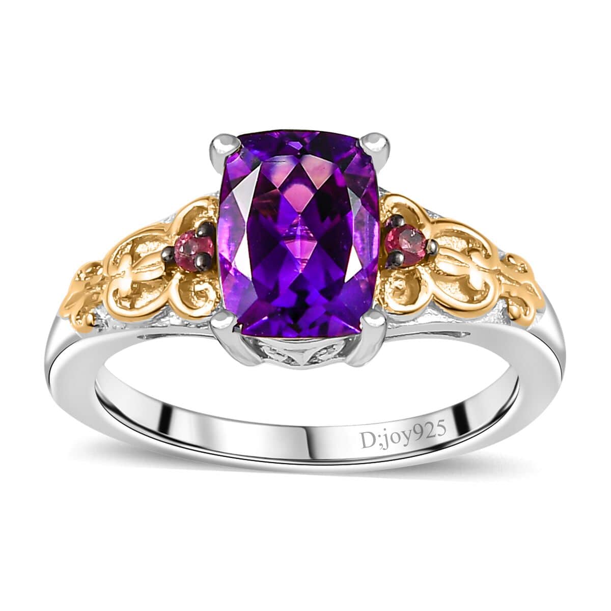 Premium Moroccan Amethyst, Ofiki Rubellite Ring in Vermeil YG and Rhodium Over Sterling Silver (Size 10.0) 1.60 ctw image number 0