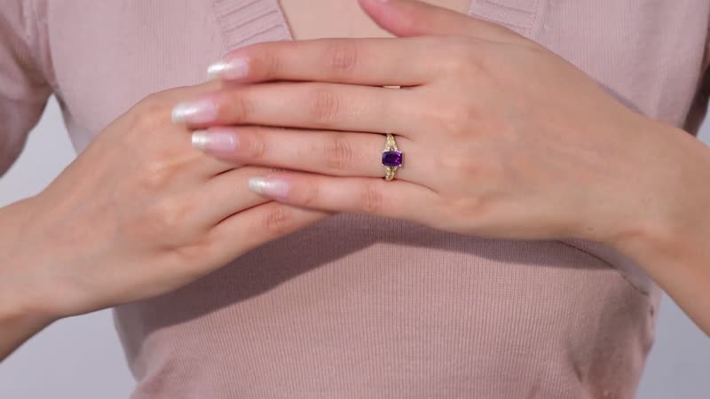 Premium Moroccan Amethyst, Ofiki Rubellite Ring in Vermeil YG and Rhodium Over Sterling Silver (Size 10.0) 1.60 ctw