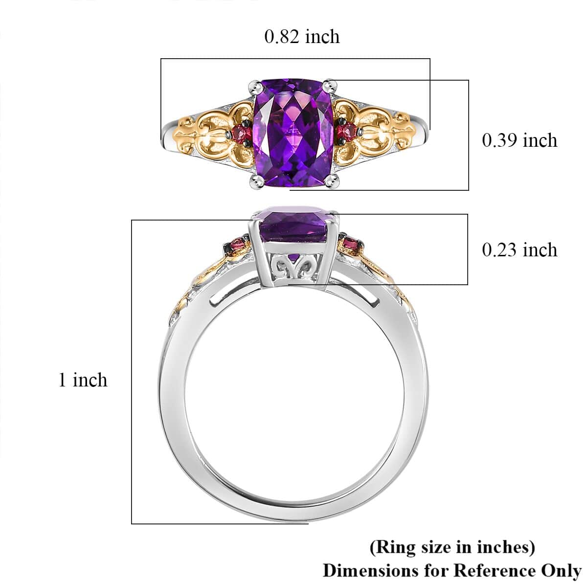 Premium Moroccan Amethyst, Ofiki Rubellite Ring in Vermeil YG and Rhodium Over Sterling Silver (Size 10.0) 1.60 ctw image number 5