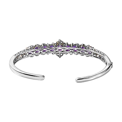 Premium Moroccan Amethyst and Chrome Diopside Cuff Bracelet in Vermeil Yellow Gold and Rhodium Over Sterling Silver 7.60 ctw