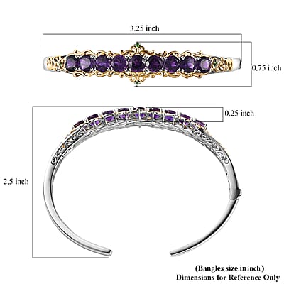 Premium Moroccan Amethyst and Chrome Diopside Cuff Bracelet in Vermeil Yellow Gold and Rhodium Over Sterling Silver 7.60 ctw