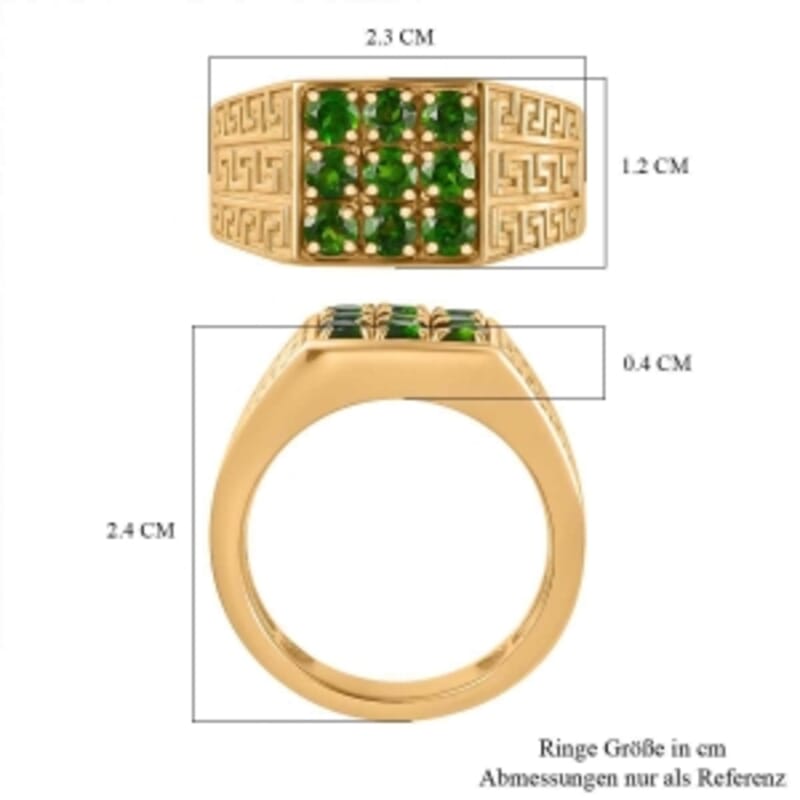 Chrome Diopside 1.23 ctw Ring in Vermeil Yellow Gold Over Sterling Silver (Size 9)