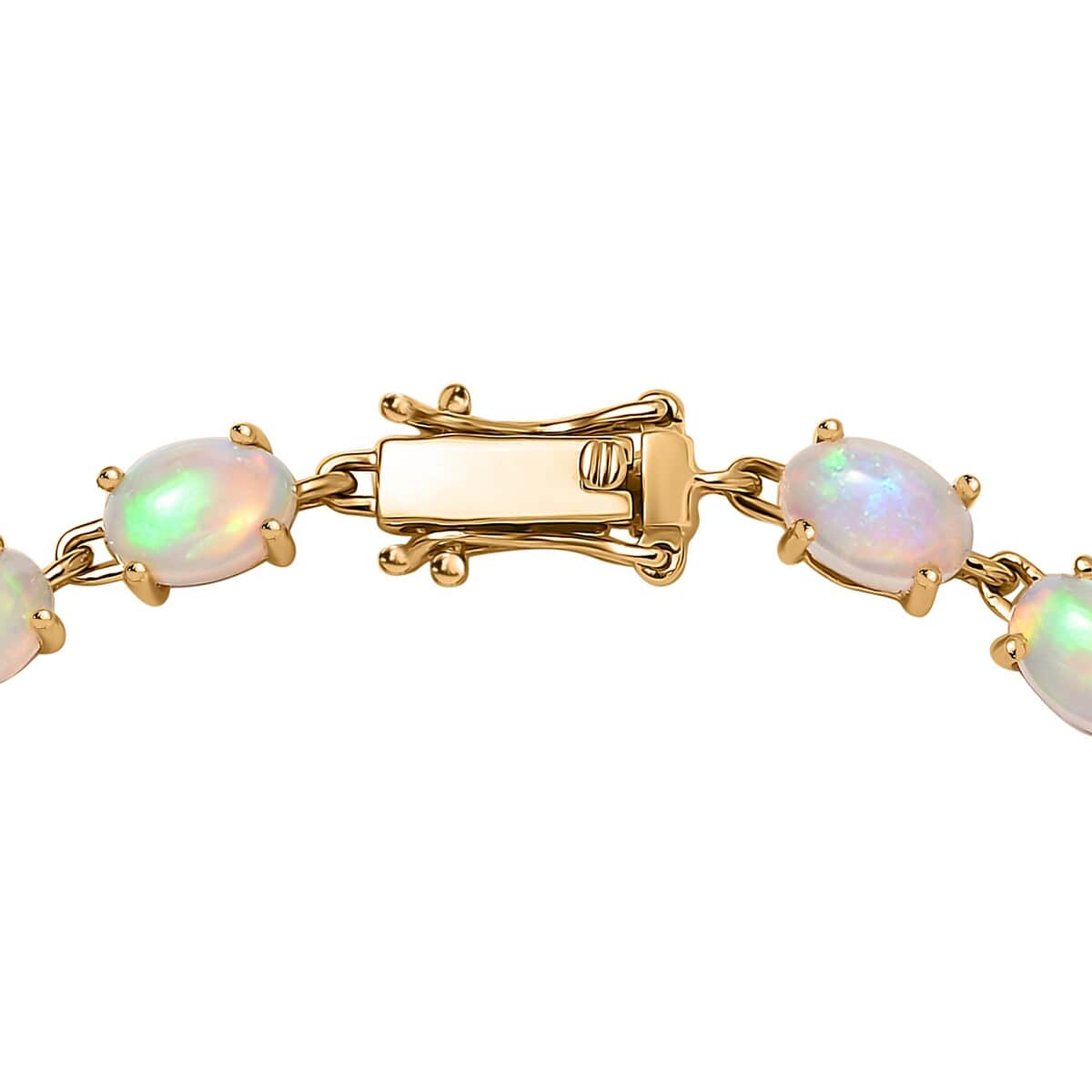 Luxoro 10K Yellow Gold Premium Ethiopian Welo Opal Link Bracelet (6.50 In) 5.75 ctw image number 3