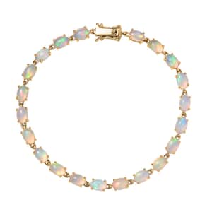 Luxoro 10K Yellow Gold Premium Ethiopian Welo Opal Link Bracelet (7.25 In) 6.75 ctw