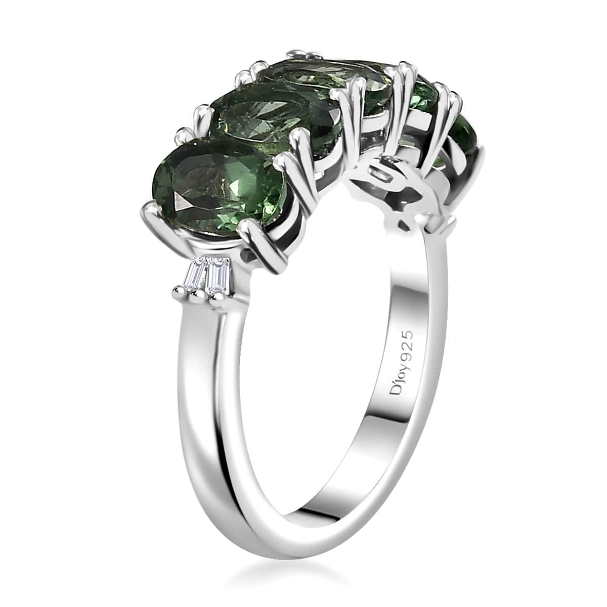 Madagascar Green Apatite, Diamond Ring in Rhodium Over Sterling Silver (Size 10.0) 2.30 ctw image number 3