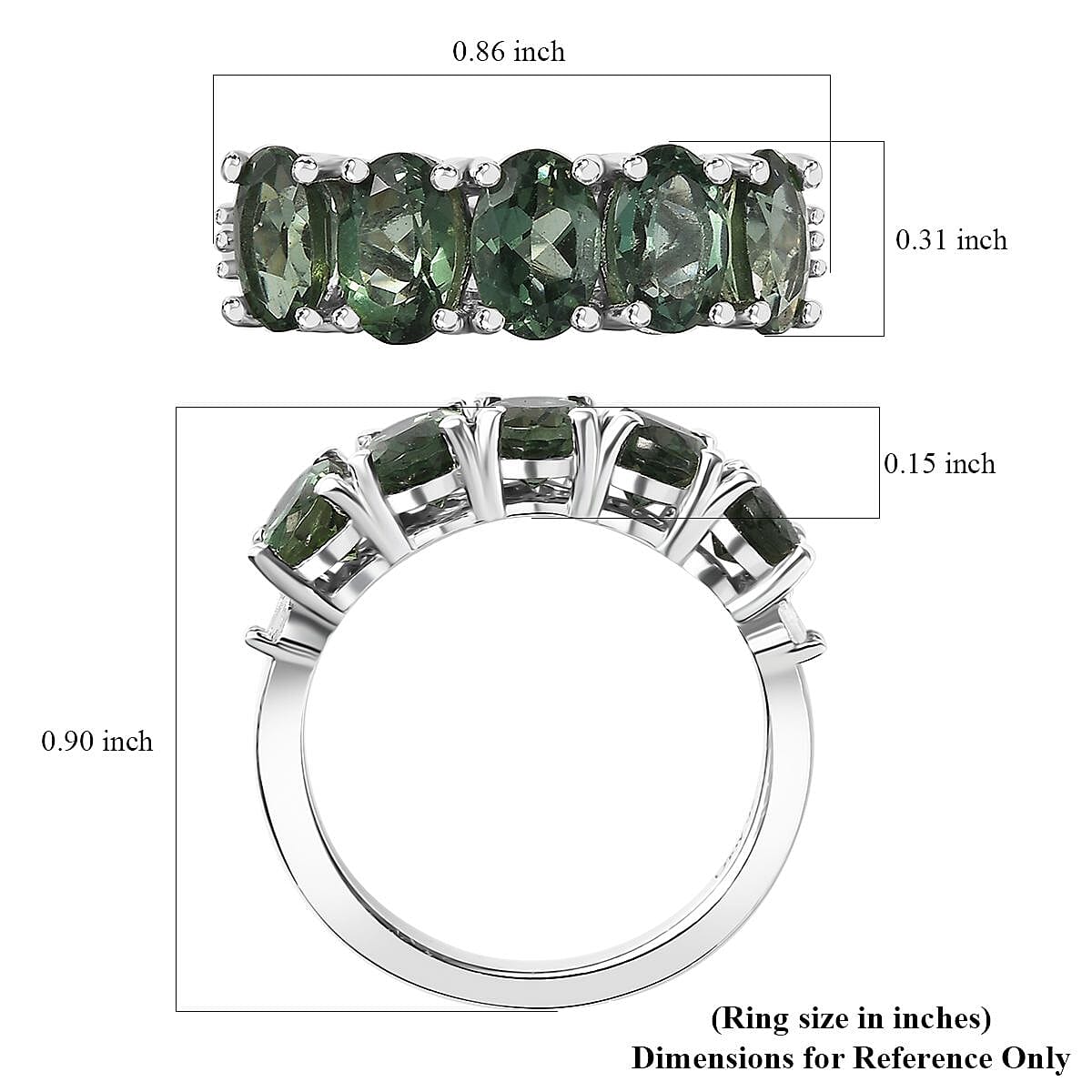Madagascar Green Apatite and Diamond 2.30 ctw Ring in Rhodium Over Sterling Silver (Size 10.0)
