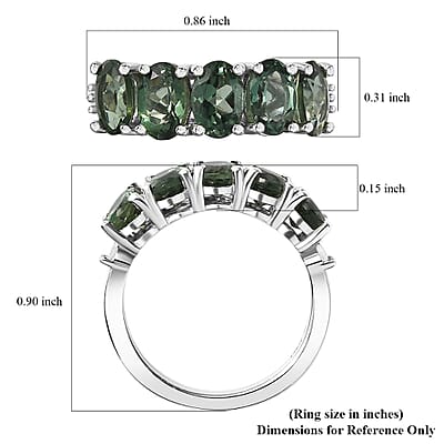 Madagascar Green Apatite and Diamond 2.30 ctw Ring in Rhodium Over Sterling Silver (Size 10.0)