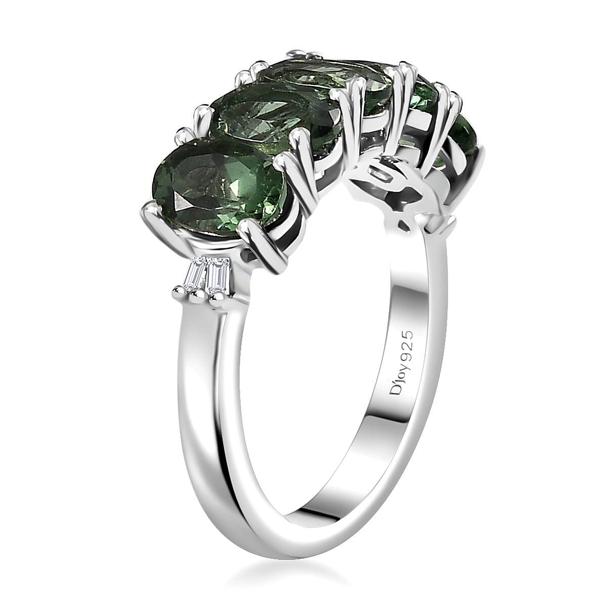 Madagascar Green Apatite and Diamond 2.30 ctw Ring in Rhodium Over Sterling Silver (Size 5.0) image number 3