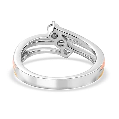 Moissanite Bypass 3 Stone Ring in Vermeil Yellow, Rose Gold and Platinum Over Sterling Silver (Size 10.0) 0.30 ctw