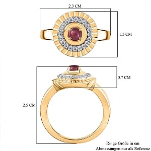 African Ruby and White Zircon 0.76 ctw Ring in Vermeil Yellow Gold Over Sterling Silver (Size 11.5)