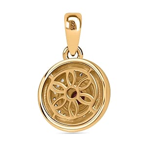 African Ruby and White Zircon 0.62 ctw Pendant in 18K Vermeil Yellow Gold Over Sterling Silver