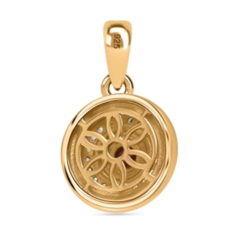 African Ruby and White Zircon 0.62 ctw Pendant in 18K Vermeil Yellow Gold Over Sterling Silver