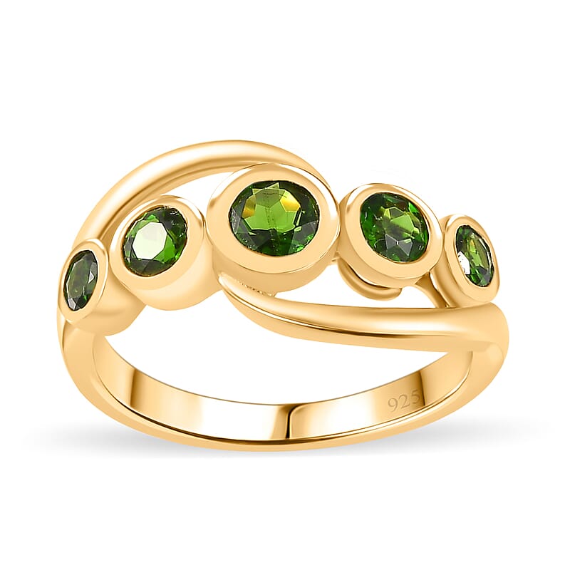 Chrome Diopside 1.10 ctw Ring in 18K Vermeil Yellow Gold Over Sterling Silver (Size 9.0)