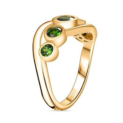Chrome Diopside 1.10 ctw Ring in 18K Vermeil Yellow Gold Over Sterling Silver (Size 9.0)