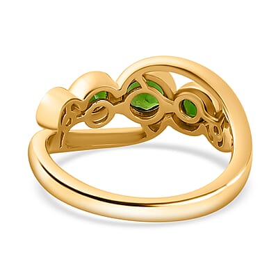 Chrome Diopside 1.10 ctw Ring in 18K Vermeil Yellow Gold Over Sterling Silver (Size 9.0)