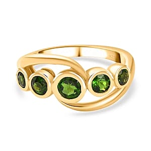 Chrome Diopside 0.97 ctw Ring in Vermeil Yellow Gold Over Sterling Silver (Size 10)