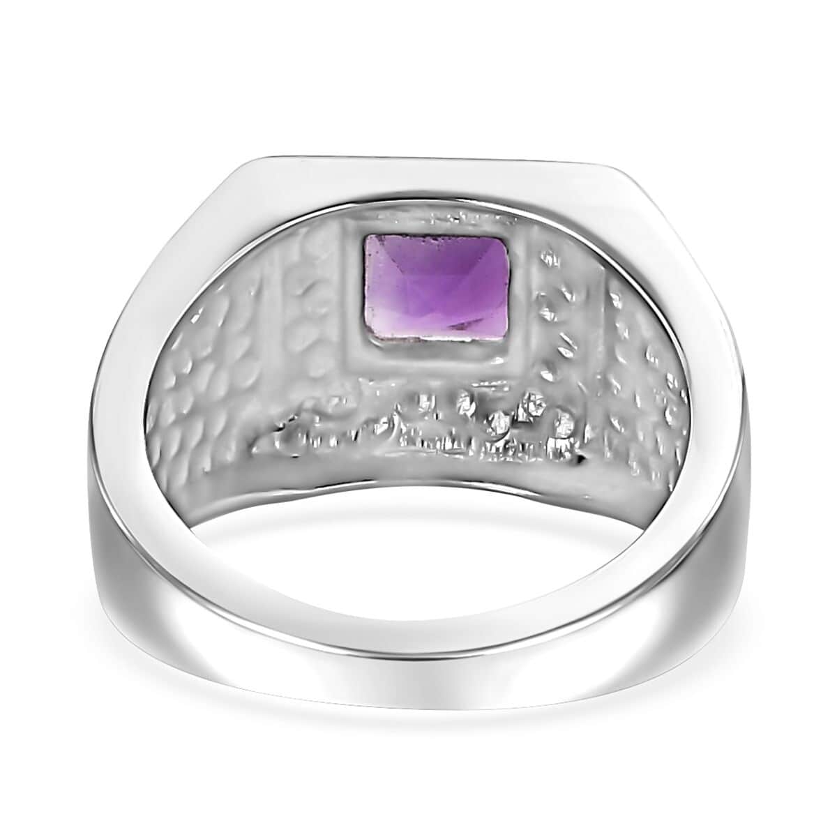 African Amethyst Men's Ring in Stainless Steel (Size 10.0) 1.65 ctw image number 4