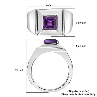 African Amethyst Men's Ring in Stainless Steel (Size 10.0) 1.65 ctw