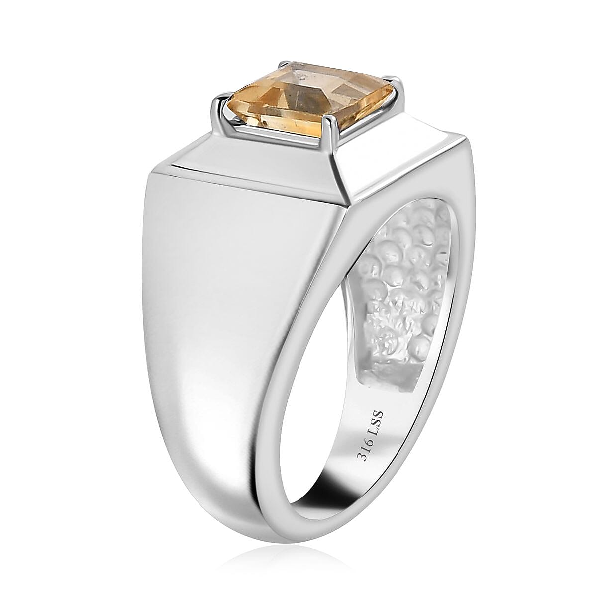 Brazilian Citrine Men's Ring in Stainless Steel (Size 10.0) 1.75 ctw image number 3