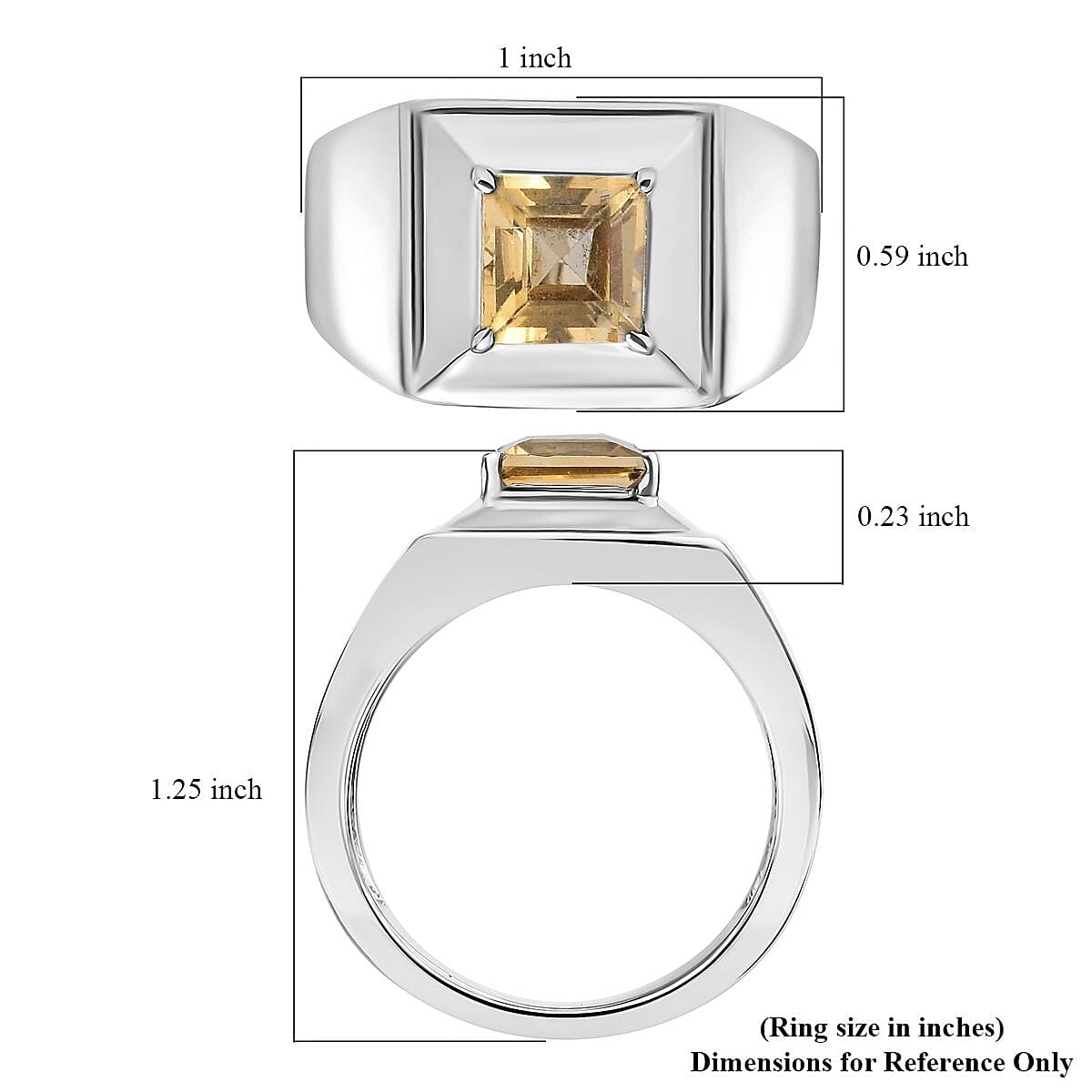 Brazilian Citrine Men's Ring in Stainless Steel (Size 10.0) 1.75 ctw image number 5