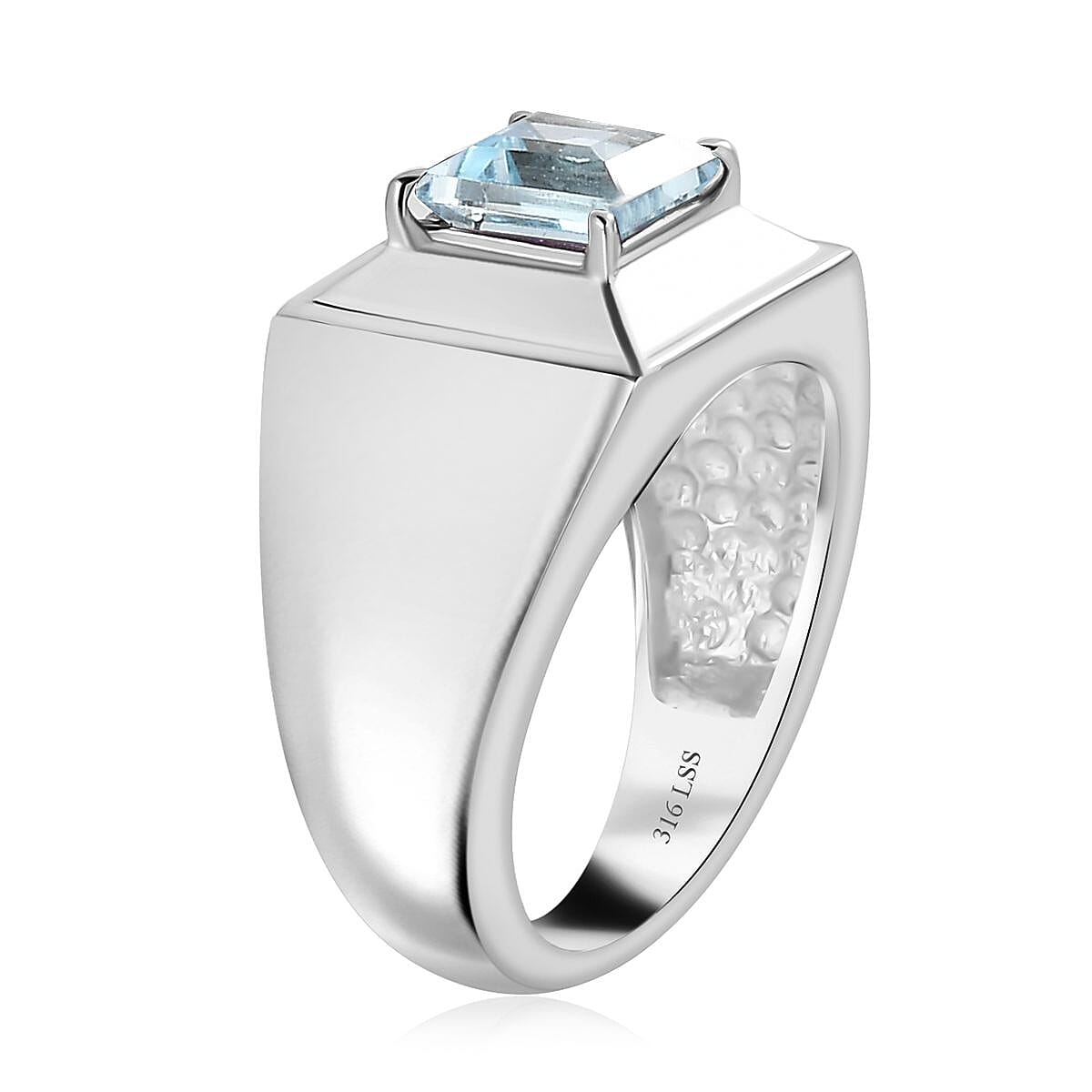 Sky Blue Topaz Men's Ring in Stainless Steel (Size 11.0) 1.85 ctw image number 3