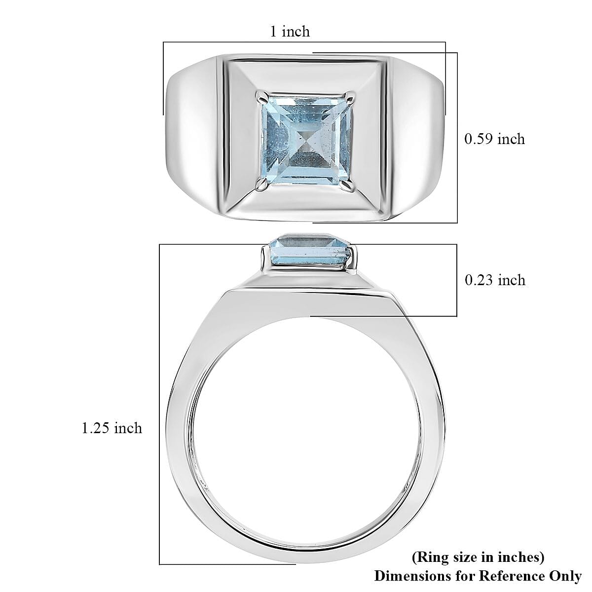 Sky Blue Topaz Men's Ring in Stainless Steel (Size 11.0) 1.85 ctw image number 5