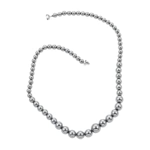 Terahertz Beaded Graduation Necklace 20 Inches in Rhodium Over Sterling Silver with Magnetic Lock 182.50 ctw