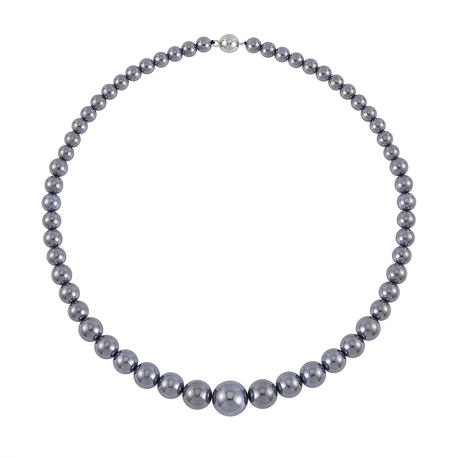 Terahertz 182.50 ctw Beaded Graduated Necklace in Rhodium Over Sterling Silver with Magnetic Lock 20 Inches