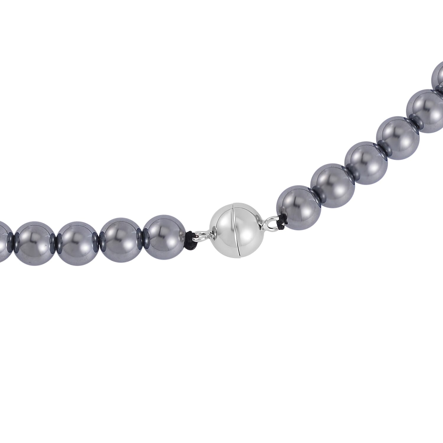 Terahertz 182.50 ctw Beaded Graduated Necklace in Rhodium Over Sterling Silver with Magnetic Lock 20 Inches