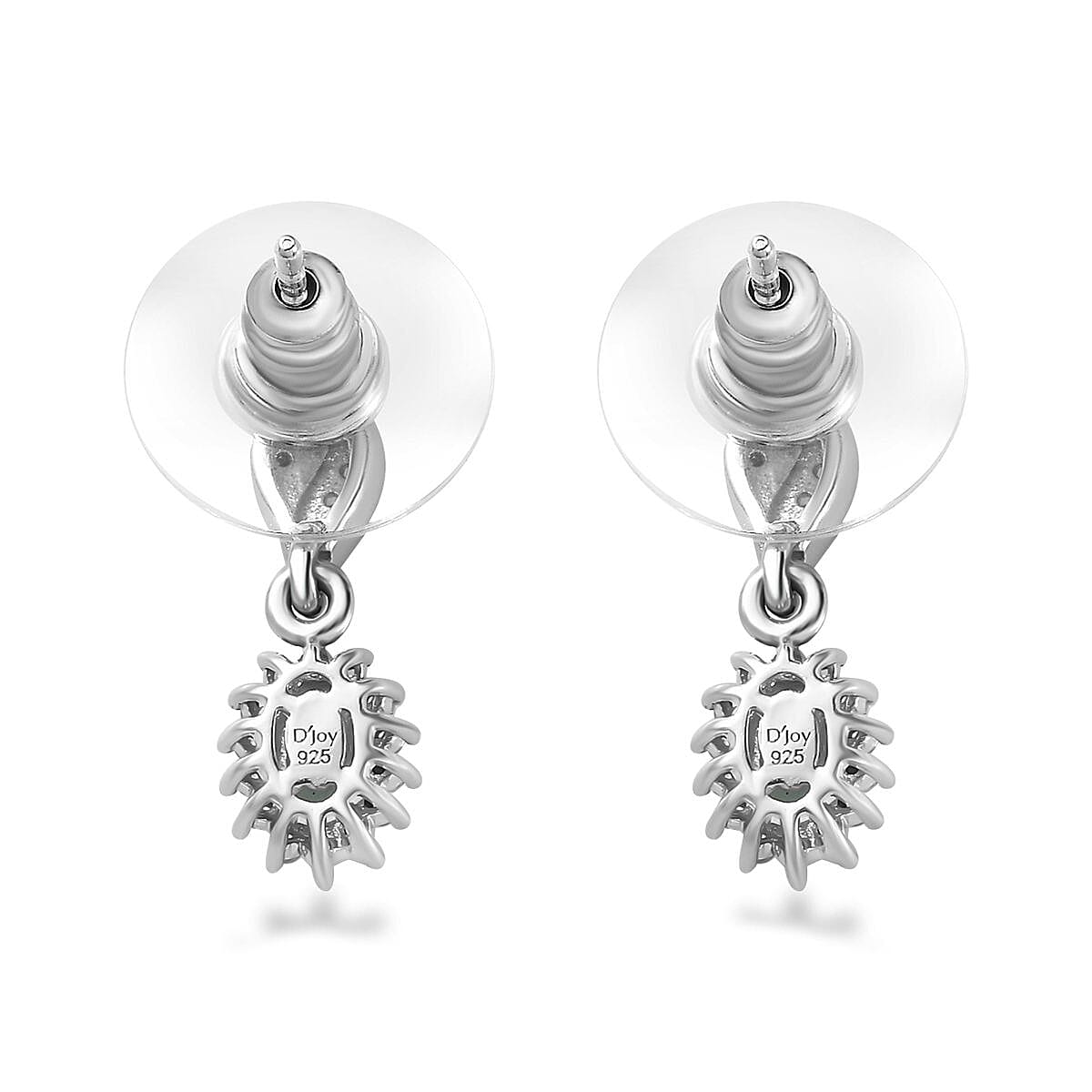 Indian Ocean Apatite and White Zircon Sunburst Earrings in Platinum Over Sterling Silver 0.85 ctw