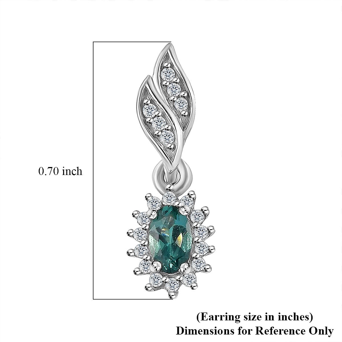 Indian Ocean Apatite and White Zircon Sunburst Earrings in Platinum Over Sterling Silver 0.85 ctw