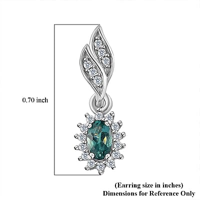 Indian Ocean Apatite and White Zircon Sunburst Earrings in Platinum Over Sterling Silver 0.85 ctw