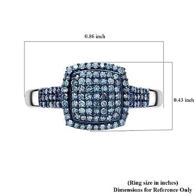 Blue Diamond 0.50 ctw Art Deco Ring in Platinum Over Sterling Silver (Size 10.0) 