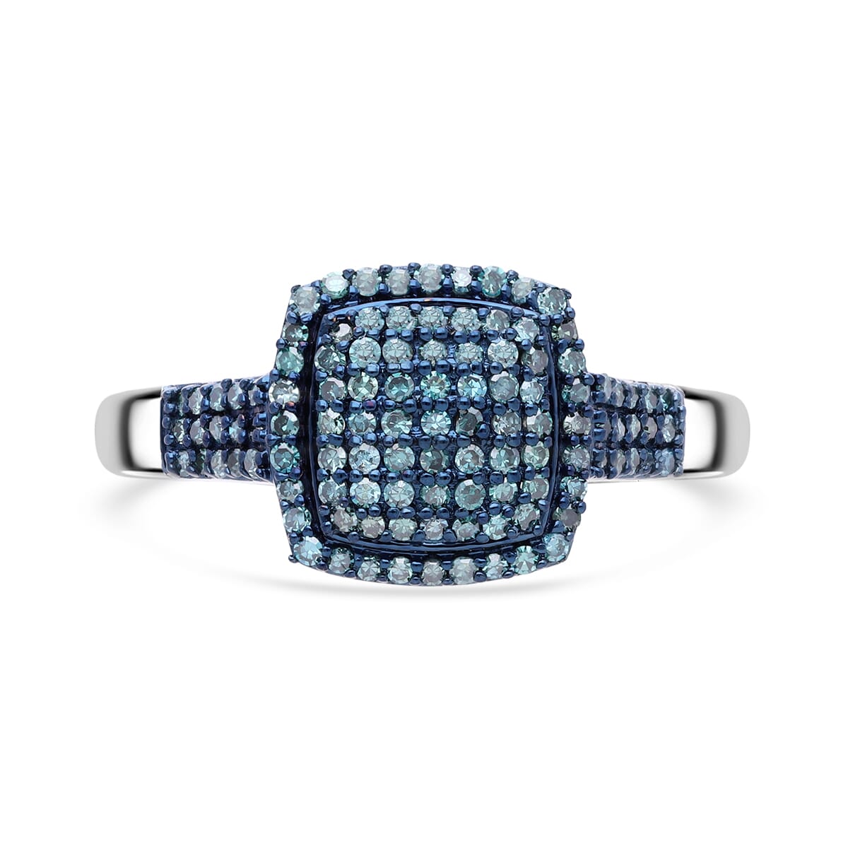 Blue Diamond 0.50 ctw Art Deco Ring in Platinum Over Sterling Silver (Size 6.0)  image number 0