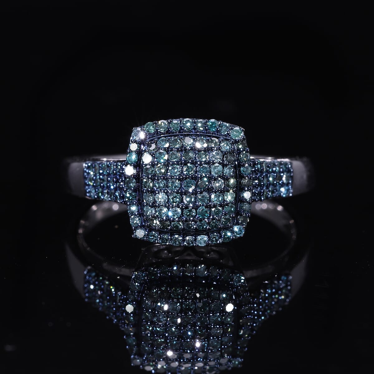 Blue Diamond 0.50 ctw Art Deco Ring in Platinum Over Sterling Silver (Size 6.0)  image number 1