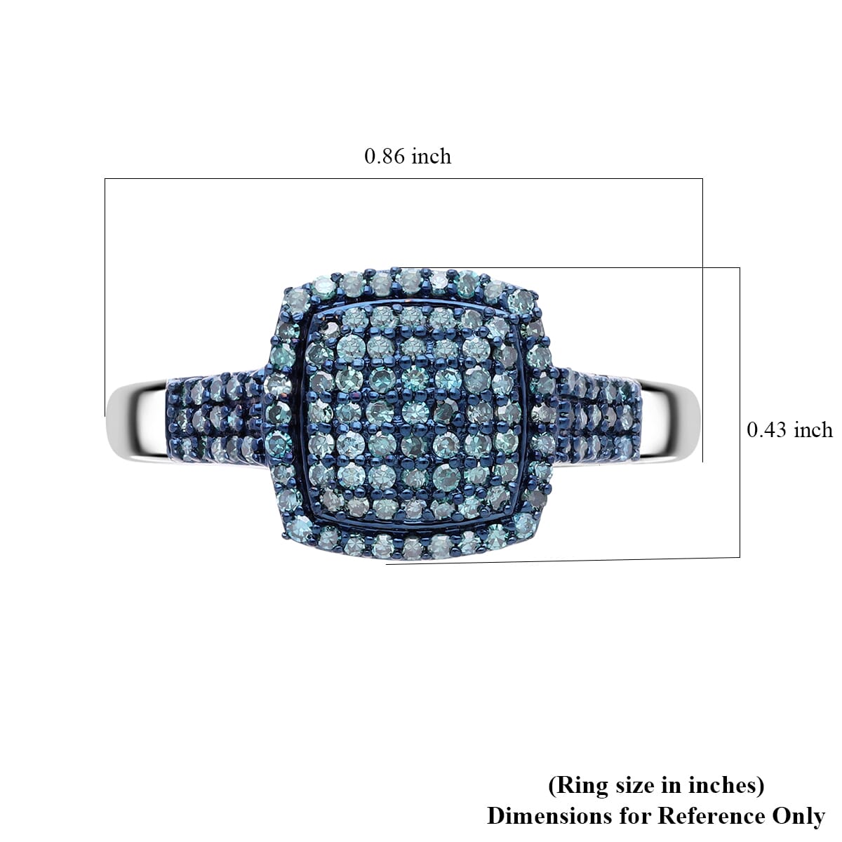 Blue Diamond 0.50 ctw Art Deco Ring in Platinum Over Sterling Silver (Size 6.0)  image number 5