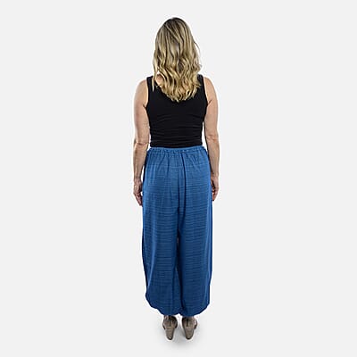 Navy Blue Jacquard Weave 100% Cotton Harem Pant with Front Pocket - One Size Fits Most