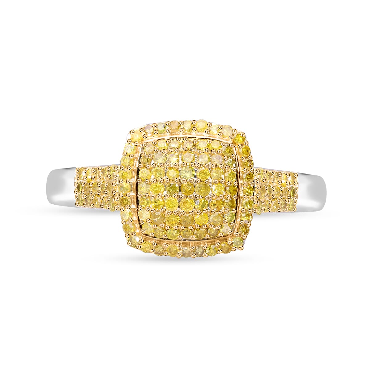 Yellow Diamond Art Deco 0.50 ctw Ring in Platinum Over Sterling Silver (Size 7.0) image number 0