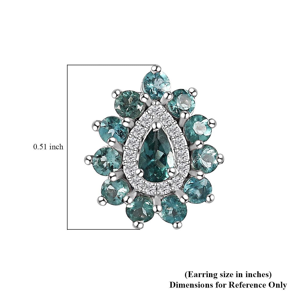 Indian Ocean Apatite and Moissanite Stud Earrings in Platinum Over Sterling Silver 2.35 ctw