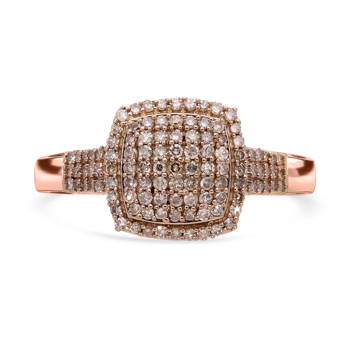 Natural Champagne Diamond Art Deco 0.50 ctw Ring in Vermeil Rose Gold Over Sterling Silver (Size 8.0) image number 0