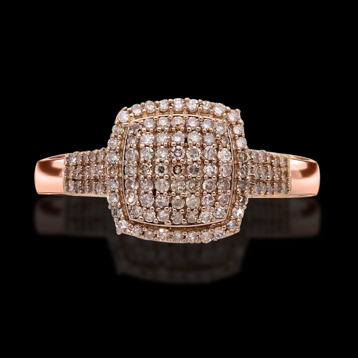Natural Champagne Diamond Art Deco 0.50 ctw Ring in Vermeil Rose Gold Over Sterling Silver (Size 8.0) image number 1