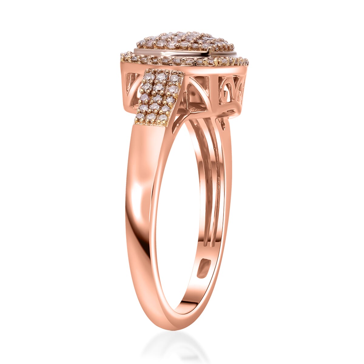 Natural Champagne Diamond Art Deco 0.50 ctw Ring in Vermeil Rose Gold Over Sterling Silver (Size 8.0) image number 3