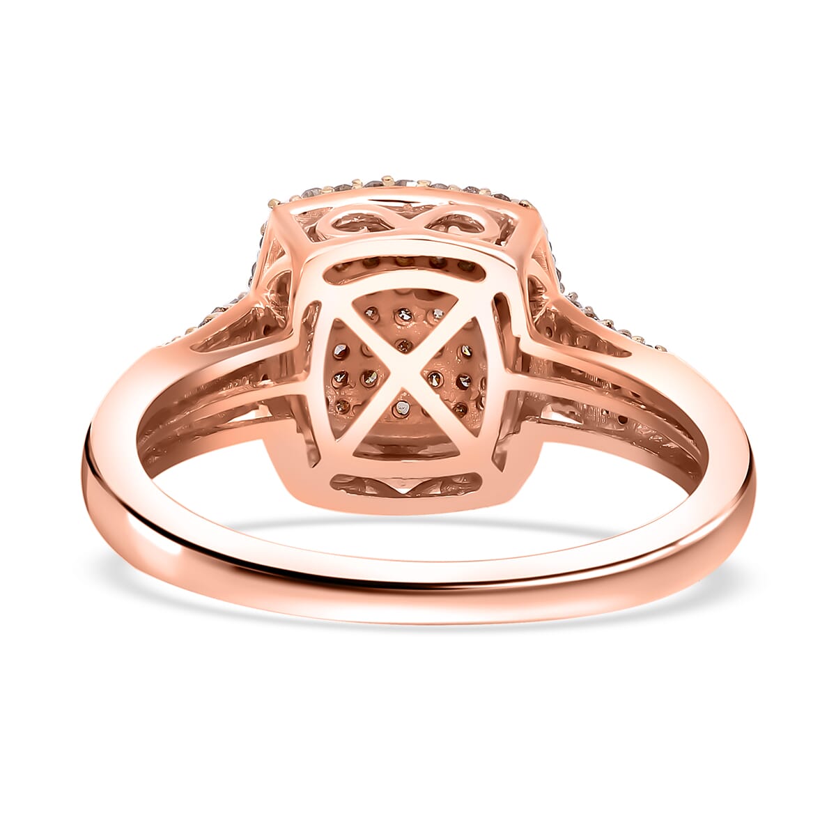 Natural Champagne Diamond Art Deco 0.50 ctw Ring in Vermeil Rose Gold Over Sterling Silver (Size 8.0) image number 4