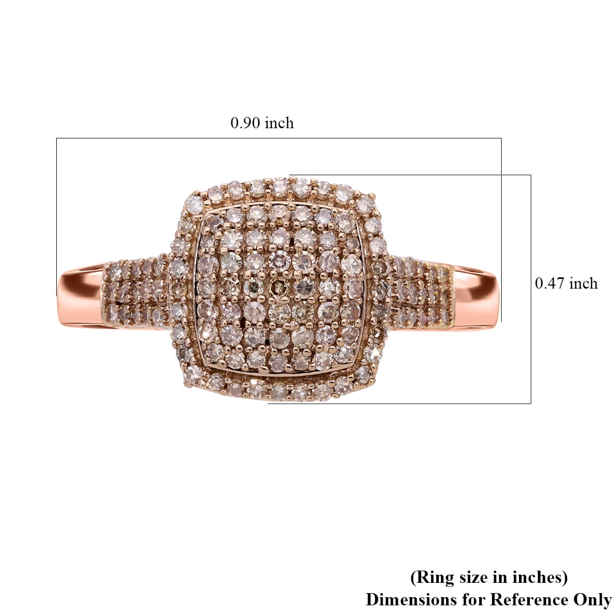 Natural Champagne Diamond Art Deco 0.50 ctw Ring in Vermeil Rose Gold Over Sterling Silver (Size 8.0) image number 5