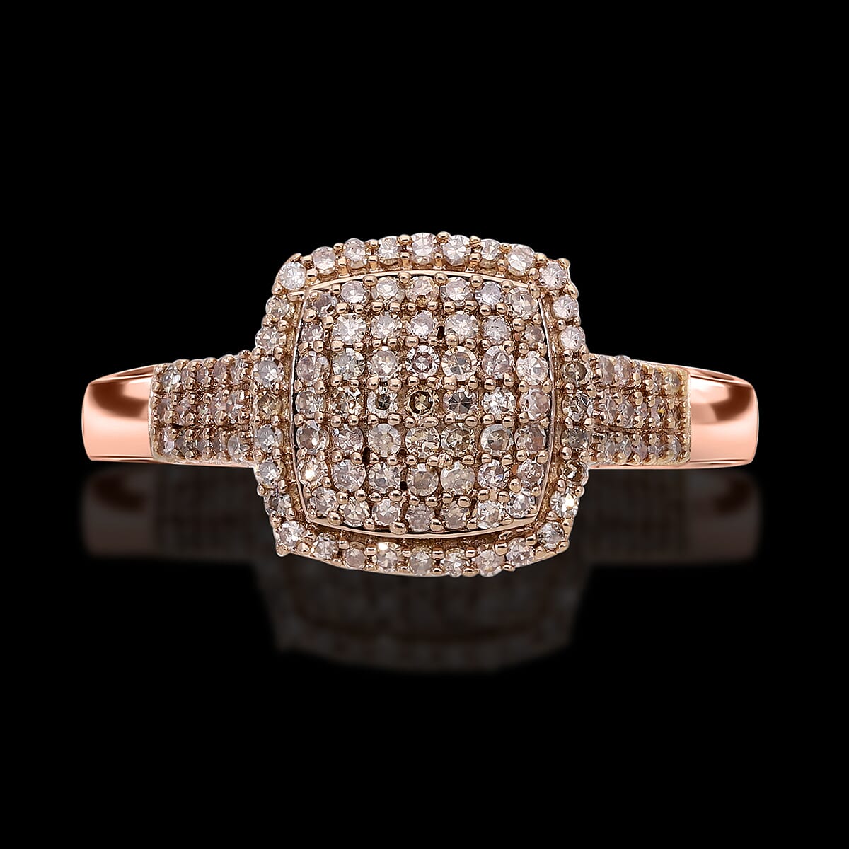Natural Champagne Diamond Art Deco 0.50 ctw Ring in Vermeil Rose Gold Over Sterling Silver (Size 9.0) image number 1