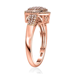 Natural Champagne Diamond Art Deco 0.50 ctw Ring in Vermeil Rose Gold Over Sterling Silver (Size 9.0)