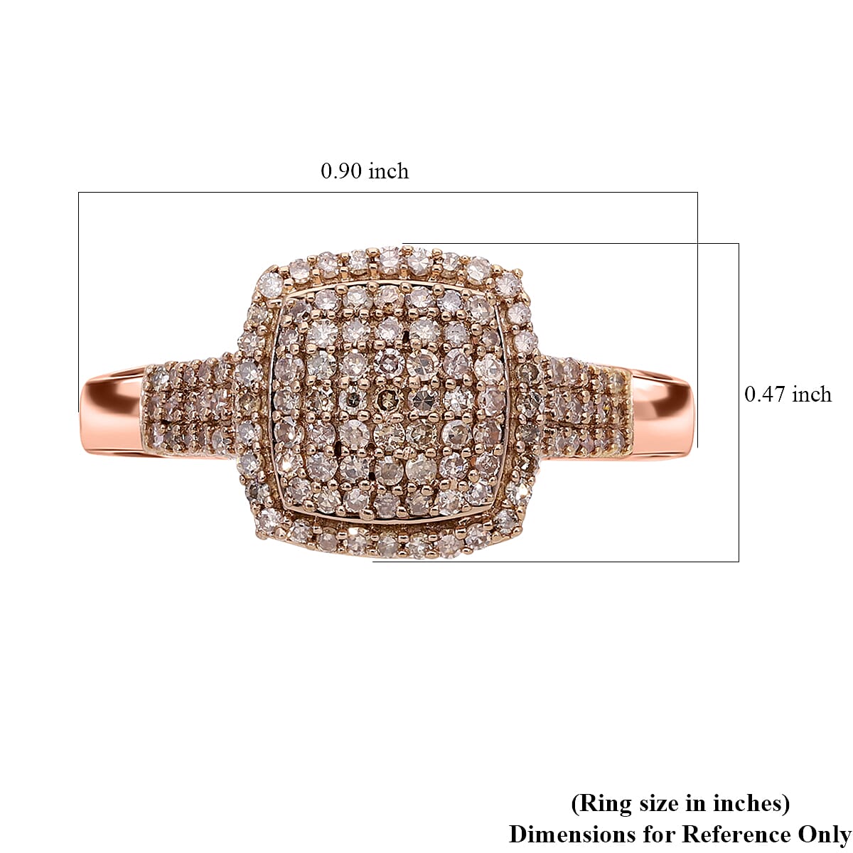 Natural Champagne Diamond Art Deco 0.50 ctw Ring in Vermeil Rose Gold Over Sterling Silver (Size 9.0) image number 5