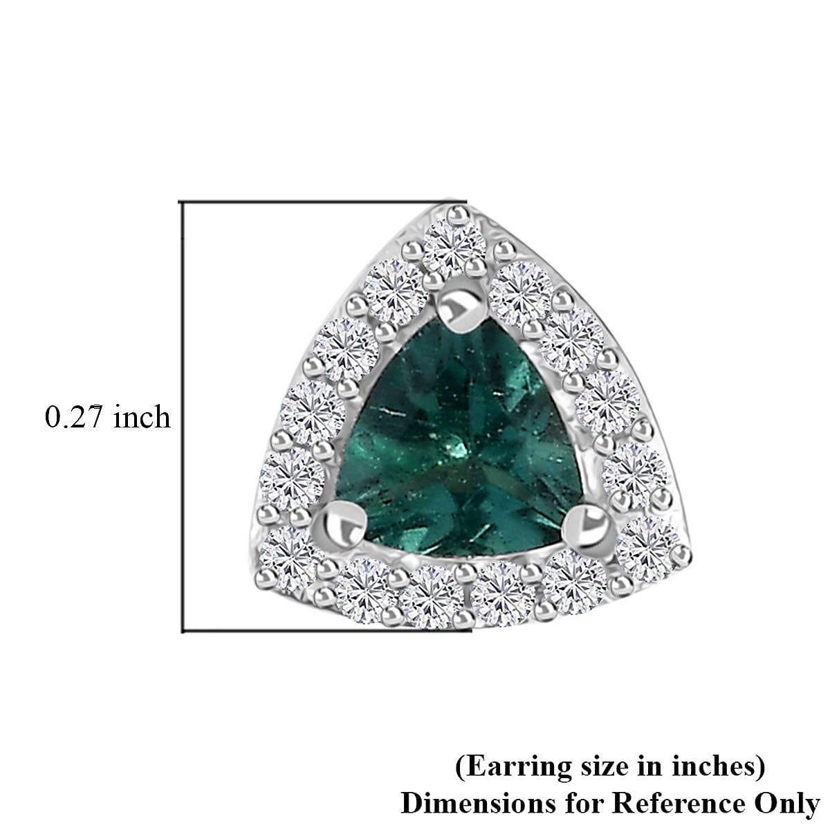 Indian Ocean Apatite and White Zircon Halo Stud Earrings in Platinum Over Sterling Silver 0.80 ctw